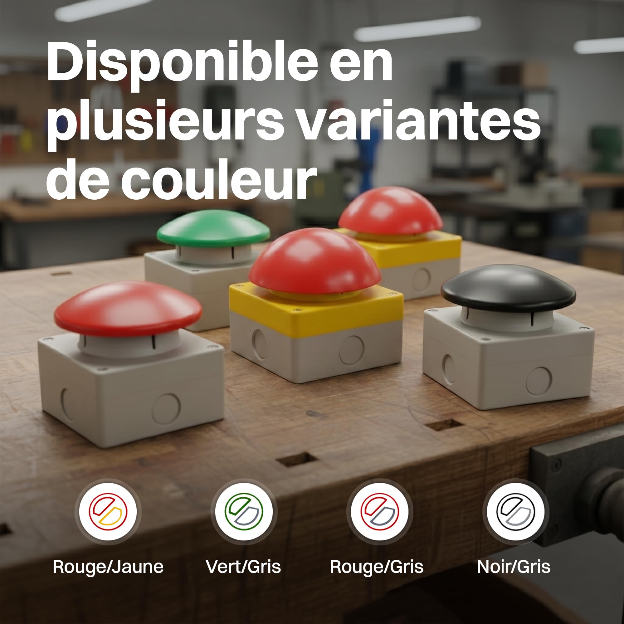 Bouton manuel brut Bouton poussoir Interrupteur Bouton champignon Pédale de commande Arrêt d'urgence Buzzer ouvre-porte 1NO+1NC Ouverture positive Rouge/jaune Fonction de verrouillage IP65