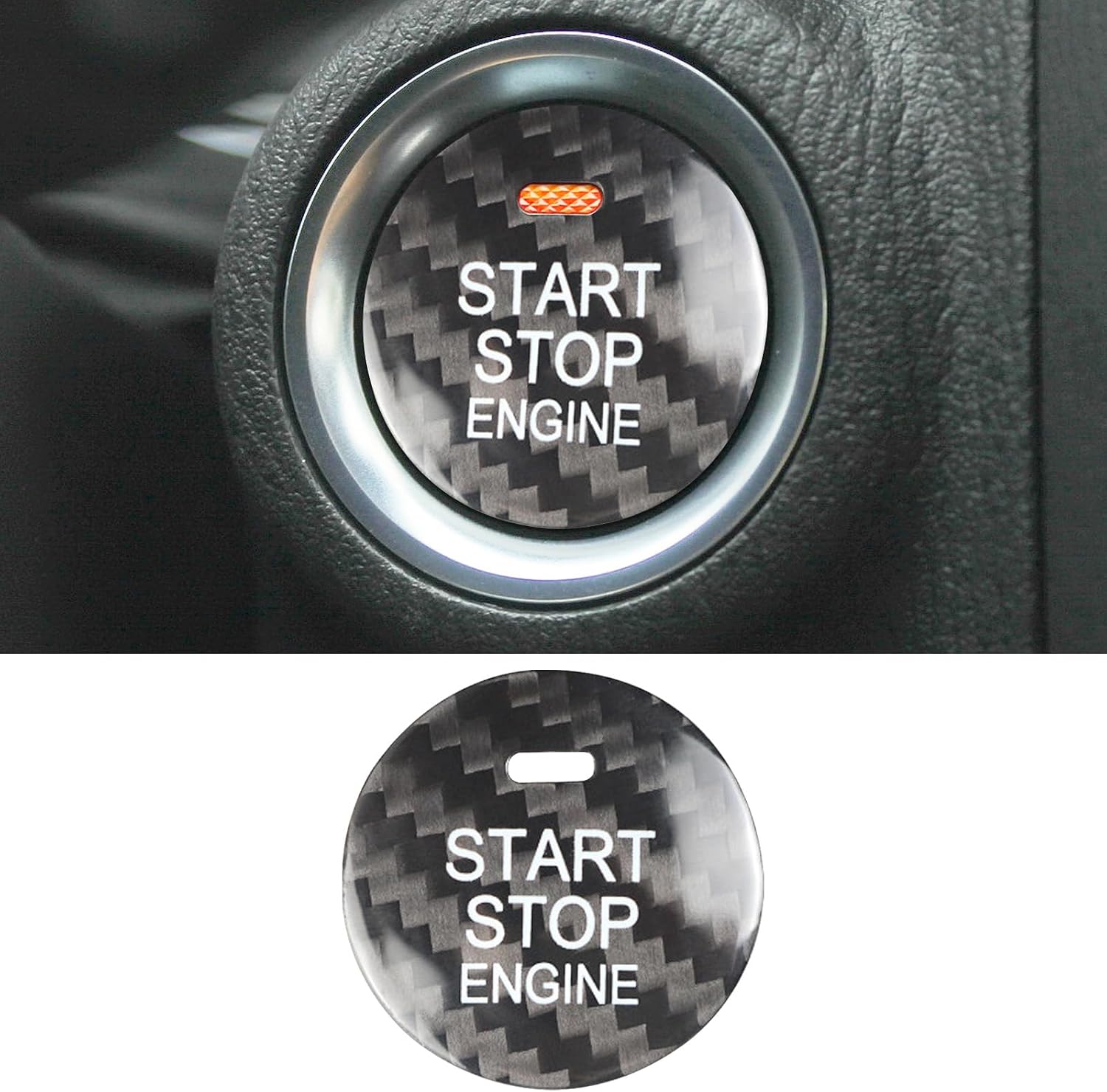 SUNJIKA Compatible with Real Carbon Fiber Center Consoles Engine Start Stop Button Panel Cover Trim Interior Accessories for Mazda 3 6 Axela Atenza CX-3 CX-4 CX-5 CX-8 MX-5 (Black 1pc)