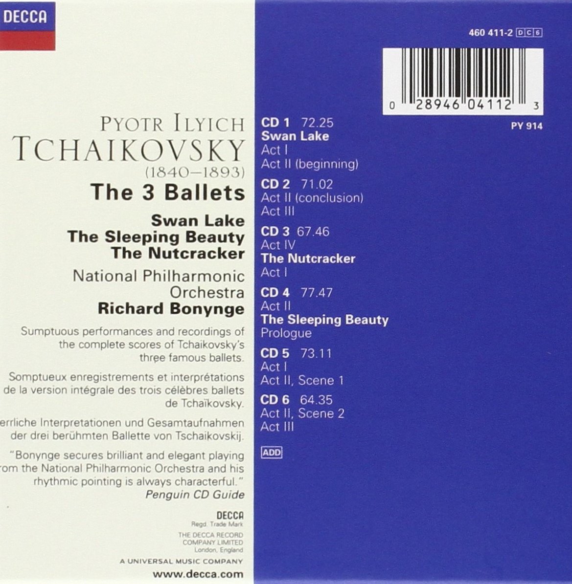 Tchaikovsky - The 3 Ballets (6CD) National Philharmonic Orchestra