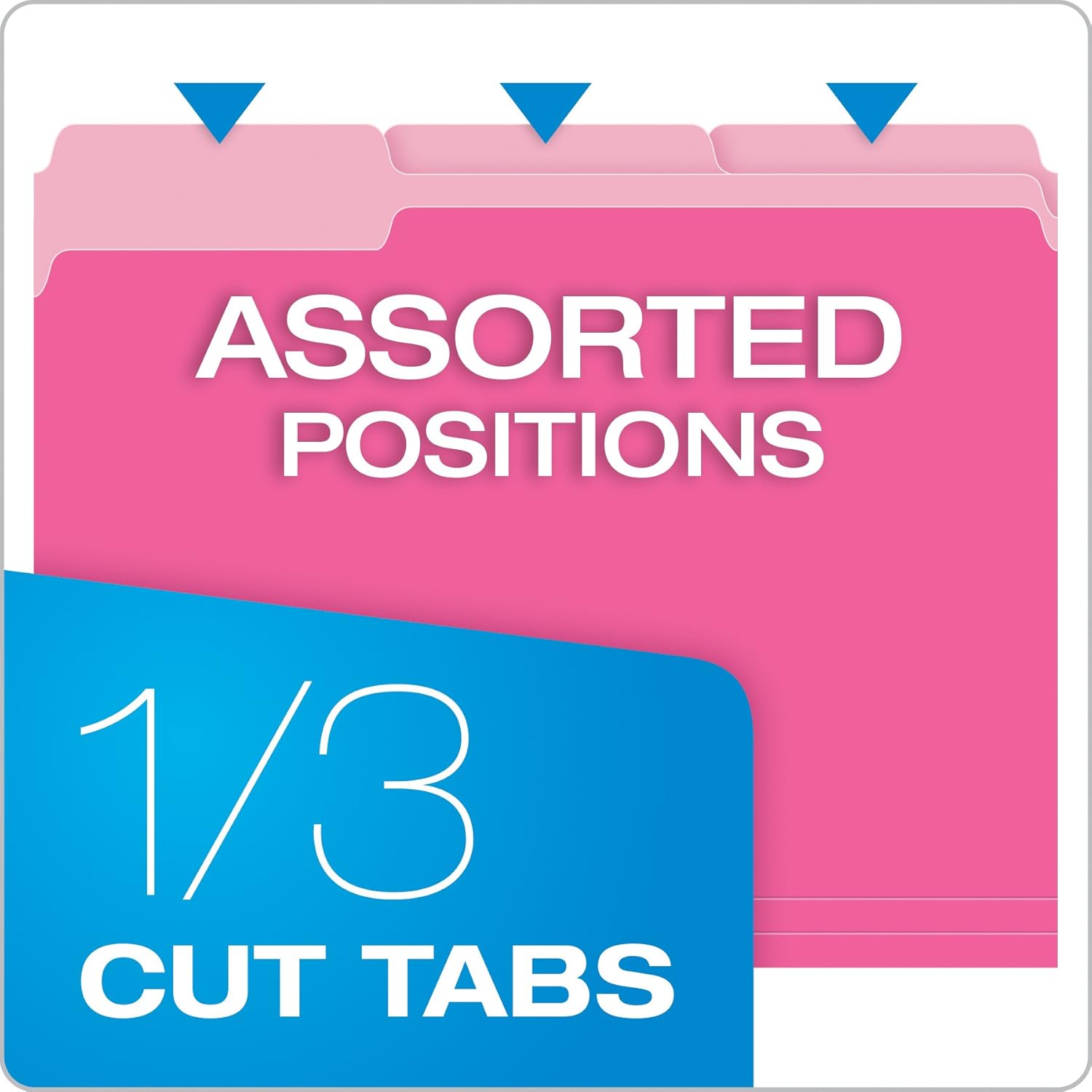 Pendaflex Pink File Folders, 100 Pack, Letter Size (8.5" x 11"), Durable Pink Folders, 3 Tabs for Easy Labeling, Colorful School, Office & Home Document Organization