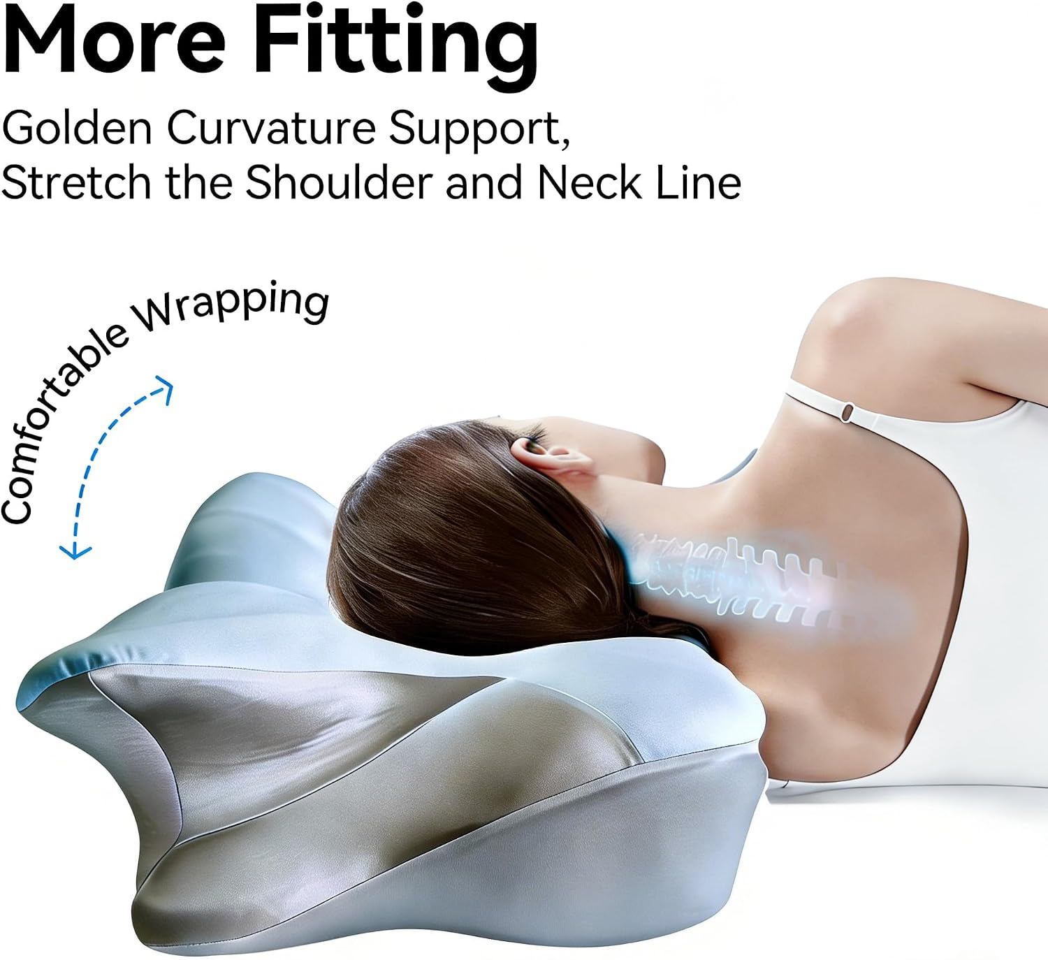 Cooling Cervical Pillow for Neck Pain Relief, Orthopedic Ergonomic Memory Foam Neck Pillow, Ice Silk Cool Bed Pillow for Side Back Stomach Sleepers, Breathable Washable Cover Support Pillow