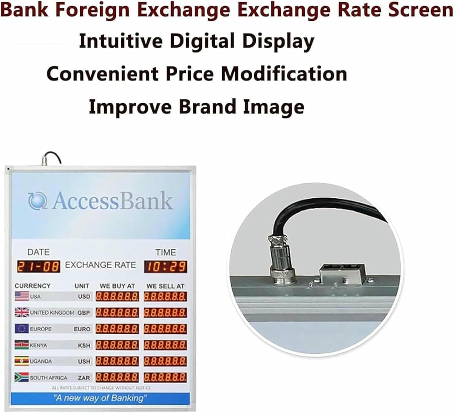 LED Exchange Rate Display, 6 Rows Exchange Rate Display Board, Foreign Exchange Price Exchange Rate Screen, Automatic Time Update, with Remote Control