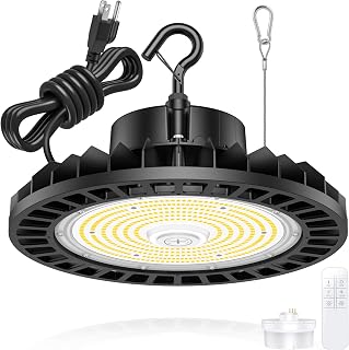 300W LED High Bay Light with Remote Control, 45000LM UFO Commercial Industrial Highbay Lighting, ETL Listed 0-10V Dimmable 5000K, IP65 Waterproof LED Warehouse Lights for Workshop Gym, AC100-277V