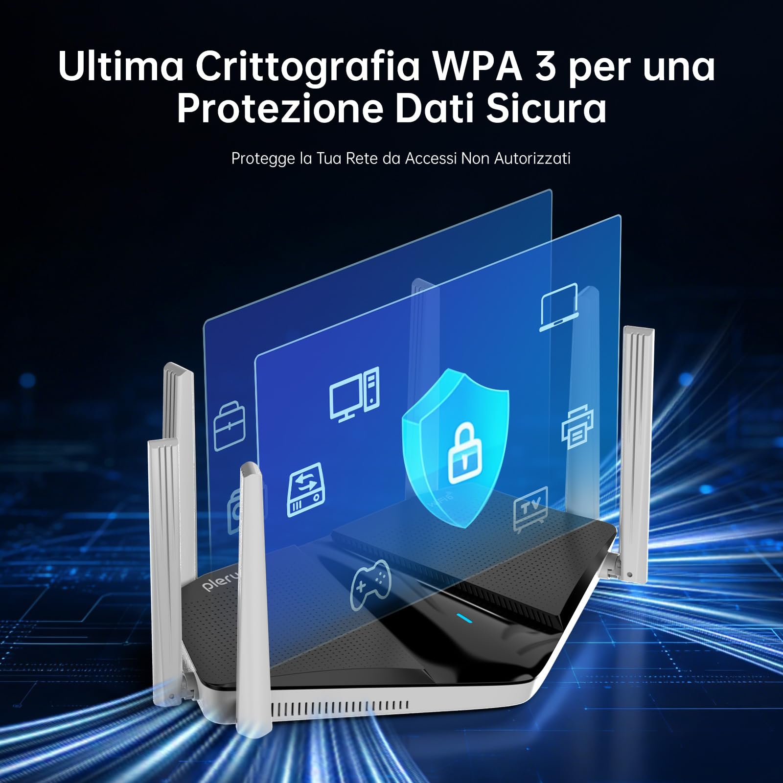 RT563 WiFi 6 Router per Casa, Dual-Band AX3000Mbps Mesh Gaming Router | Copertura 186m², 5 Porte Gigabit,6 Antenne 5dBi, Fino a 200 dispositivi, Beamforming, WPA3, MU-MIMO, OFDMA, BSS Color, TWT