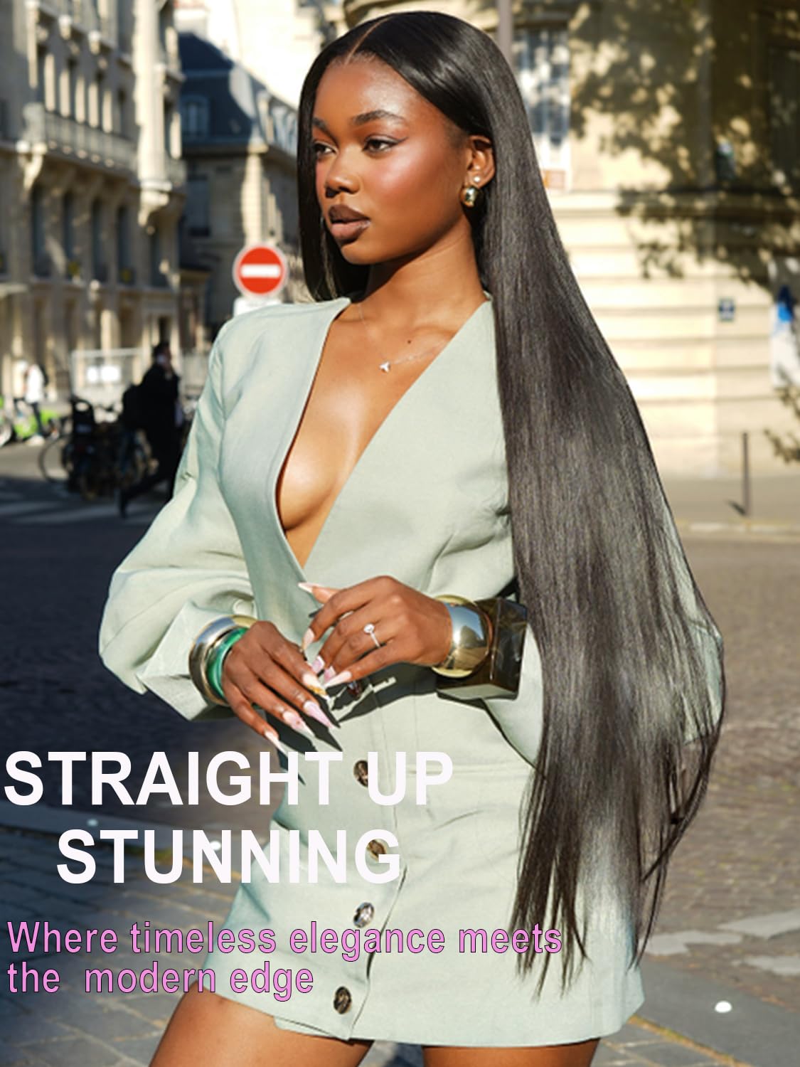 24 Inch Straight 13X6 HD Lace Frontal Human Hair Wig For Black Women,180% Density 13x6 HD Transparent Invisible Lace Front Wigs Human Hair Pre-Plucked Deep Part Silky Straight Natural Color - Image 2