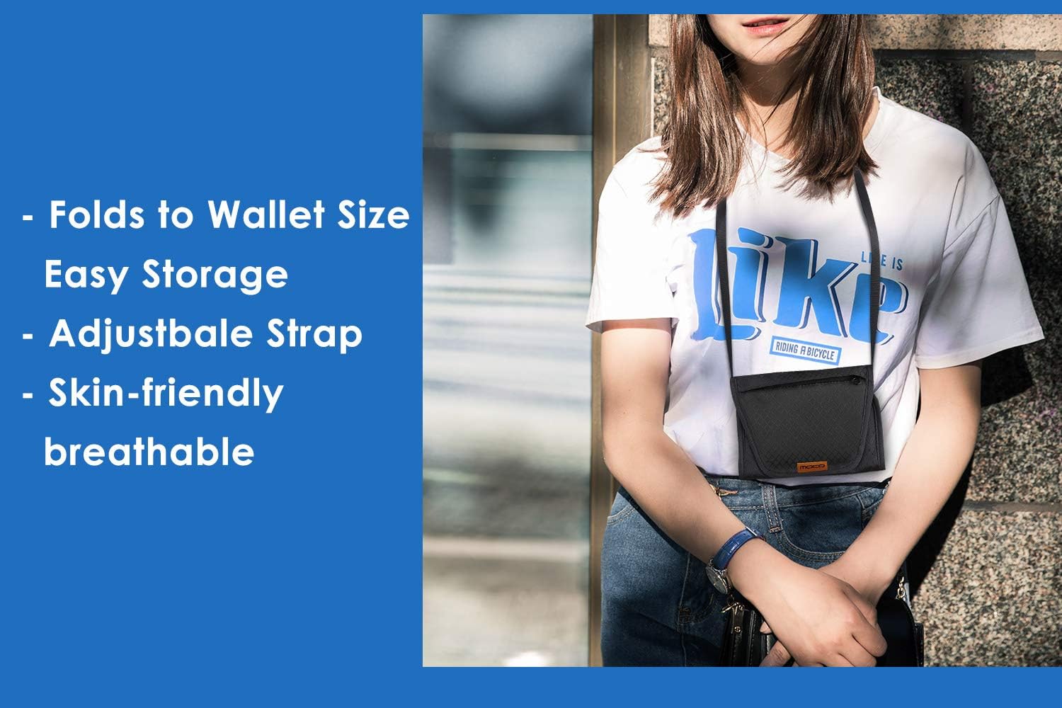 MoKo RFID Passport Holder Neck Wallet, Anti-Theft Hidden Neck Stash Travel Pouch Wallet for Women, Men, Black : Clothing, Shoes & Jewelry