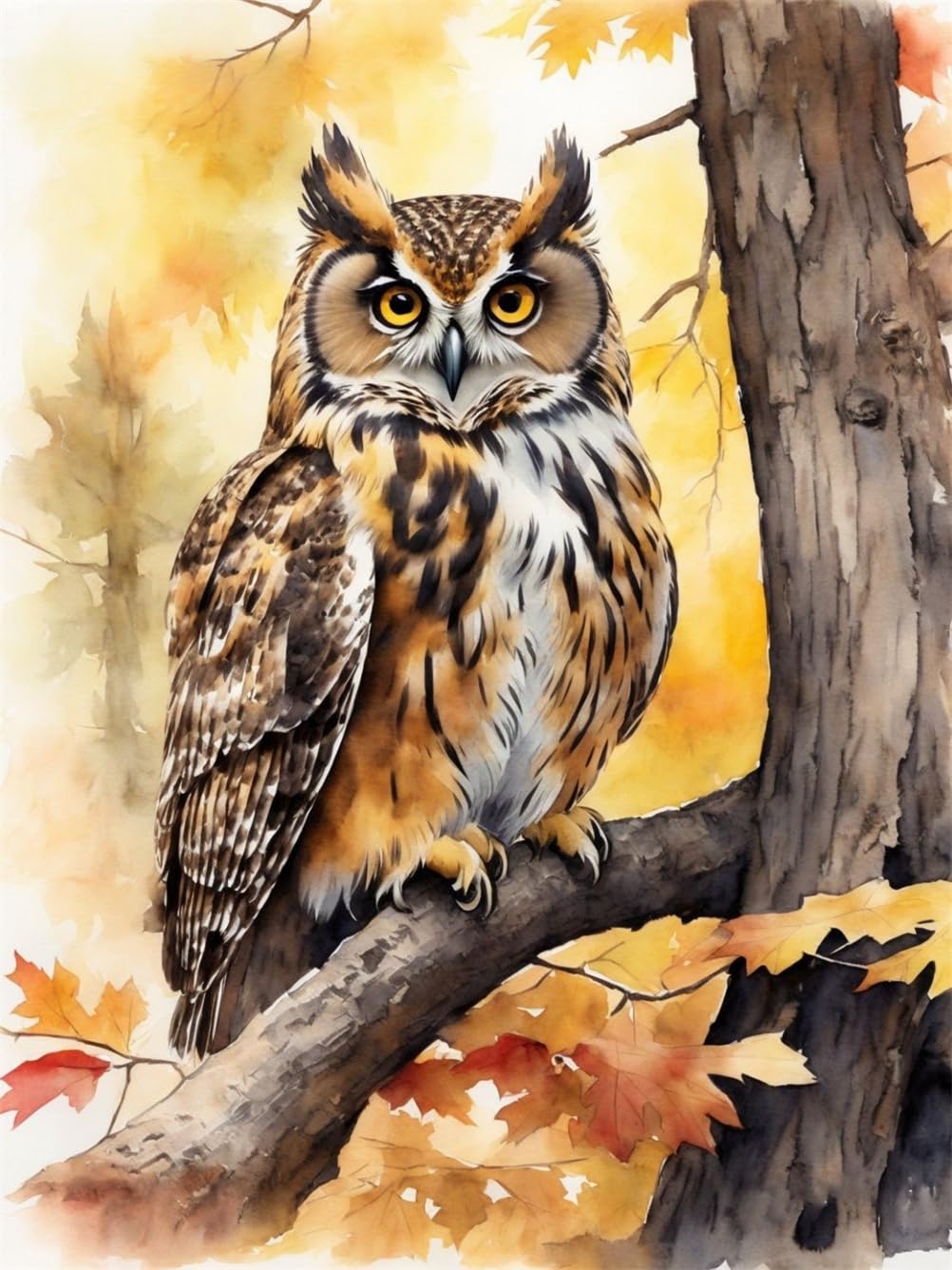 Meecaa Owl Cross Stitch Kits 11 Count Stamped, Animal Tree Embroidery Kit With Accessories Pre Printed (40Cmx50cm) (Owl)