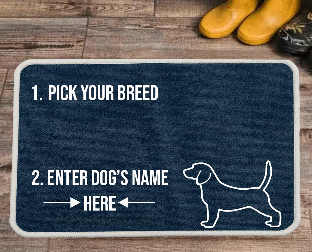 PET REBELLION | Personalised Extra-Large Pet Feeding Mat | Absorbent & Machine Washable | Customisable with Your Pet's Name | Non-Slip Backing | Beagle Blue — image 1
