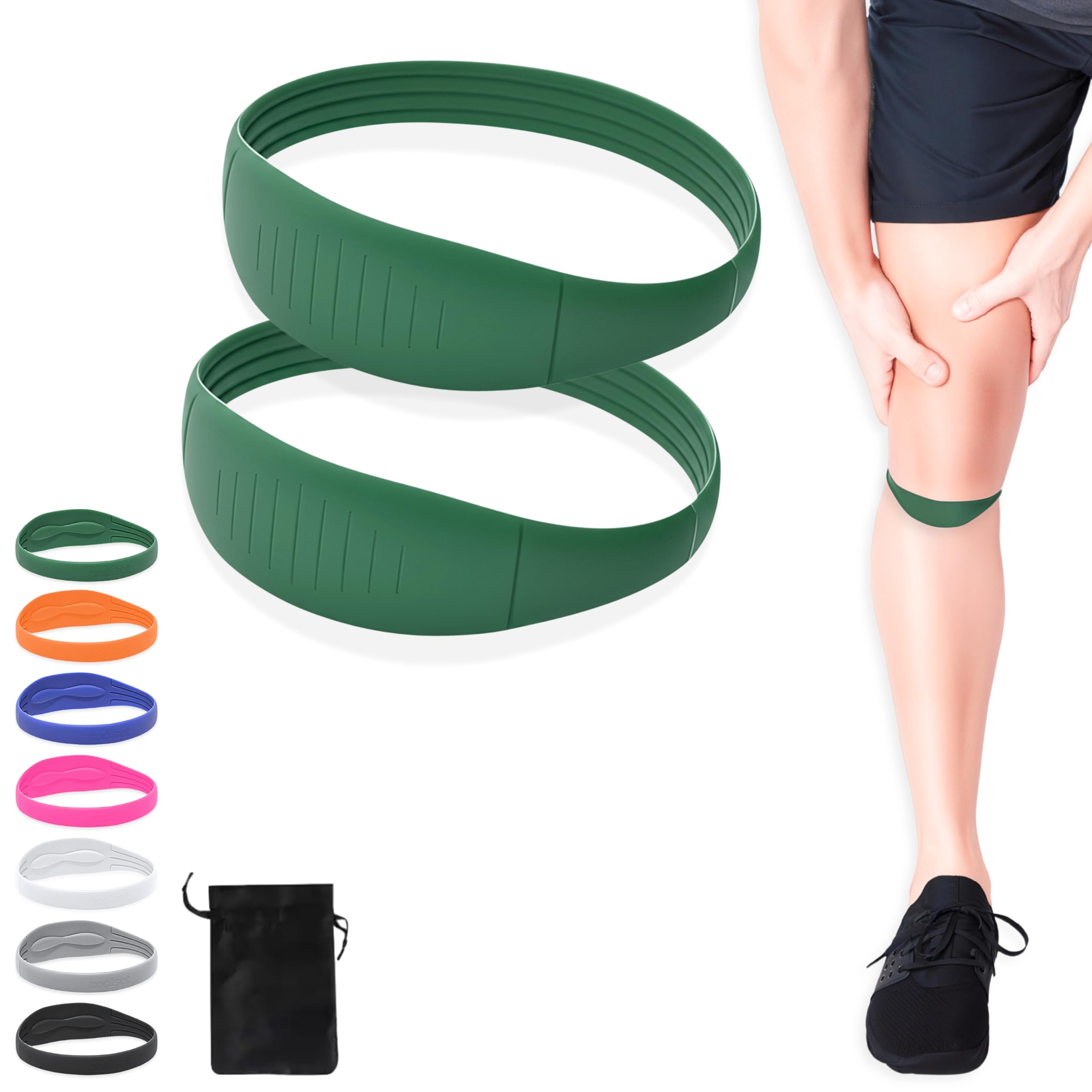 COOLSET Patella Band Knee Strap - 2 Pack Patellar Tendon Support Strap for Knee Pain Relief - Non-Slip Knee Brace for Jumper's Knee, Tendonitis,