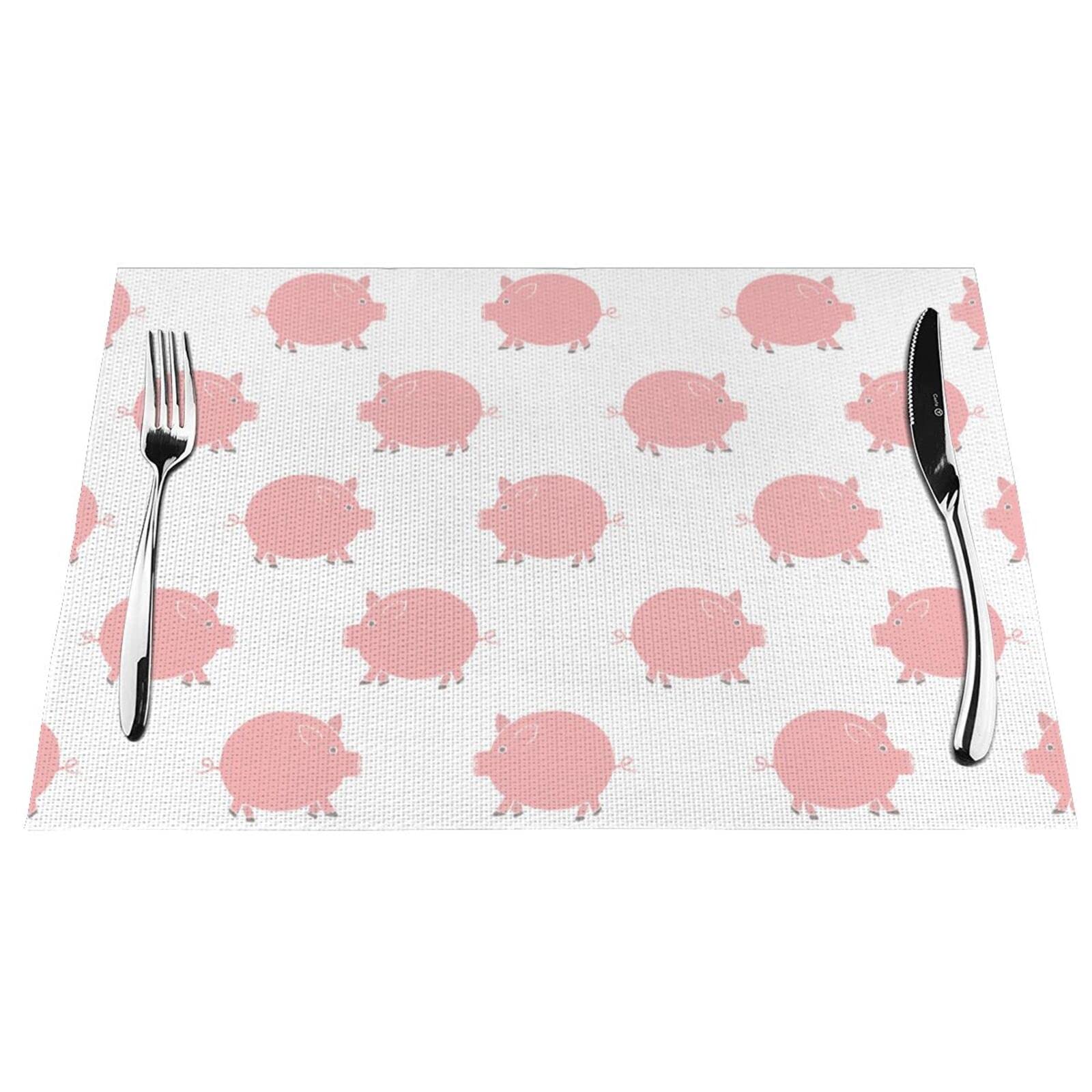 Amazon Co Jp ランチョンマット おしゃれ ピンク 豚 可愛い 子供 洗える テーブルマット プレースマット 保護マット 断熱マット 撥水 防汚 断熱 滑り止め 飾り 食卓 華やか 雰囲気 家庭用 学校用 レストラン用 1枚 4枚セット 北欧風 Jajayu ホーム キッチン