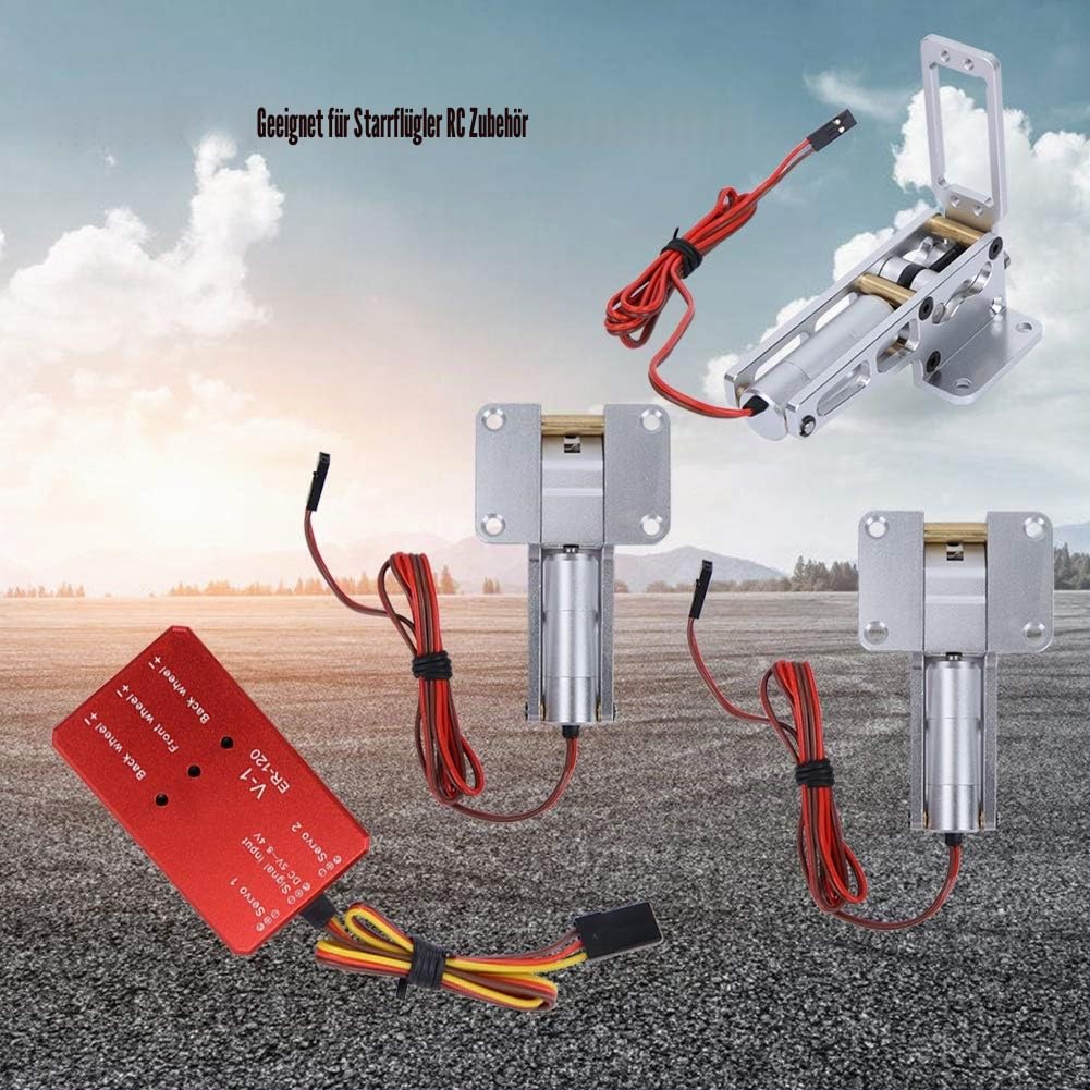 JP Hobby ER-120 Elektrisches Einziehfahrwerk, 27 x 80 x 22 mm/1,1 x 3,1 x 0,9 Zoll Legierung, elektrisch einziehbarer Controller für Starrflügelflugzeug-RC-Zubehör (Ausziehbare Basis + Controller)