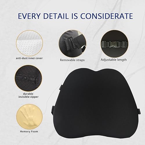 Miniatura 3 de ANSDMO Memory Foam car Lumbar Support Pillow-Used for car Seats-Memory Foam Back CushionOffice Chairs,Sofas, recliners, etc (red)