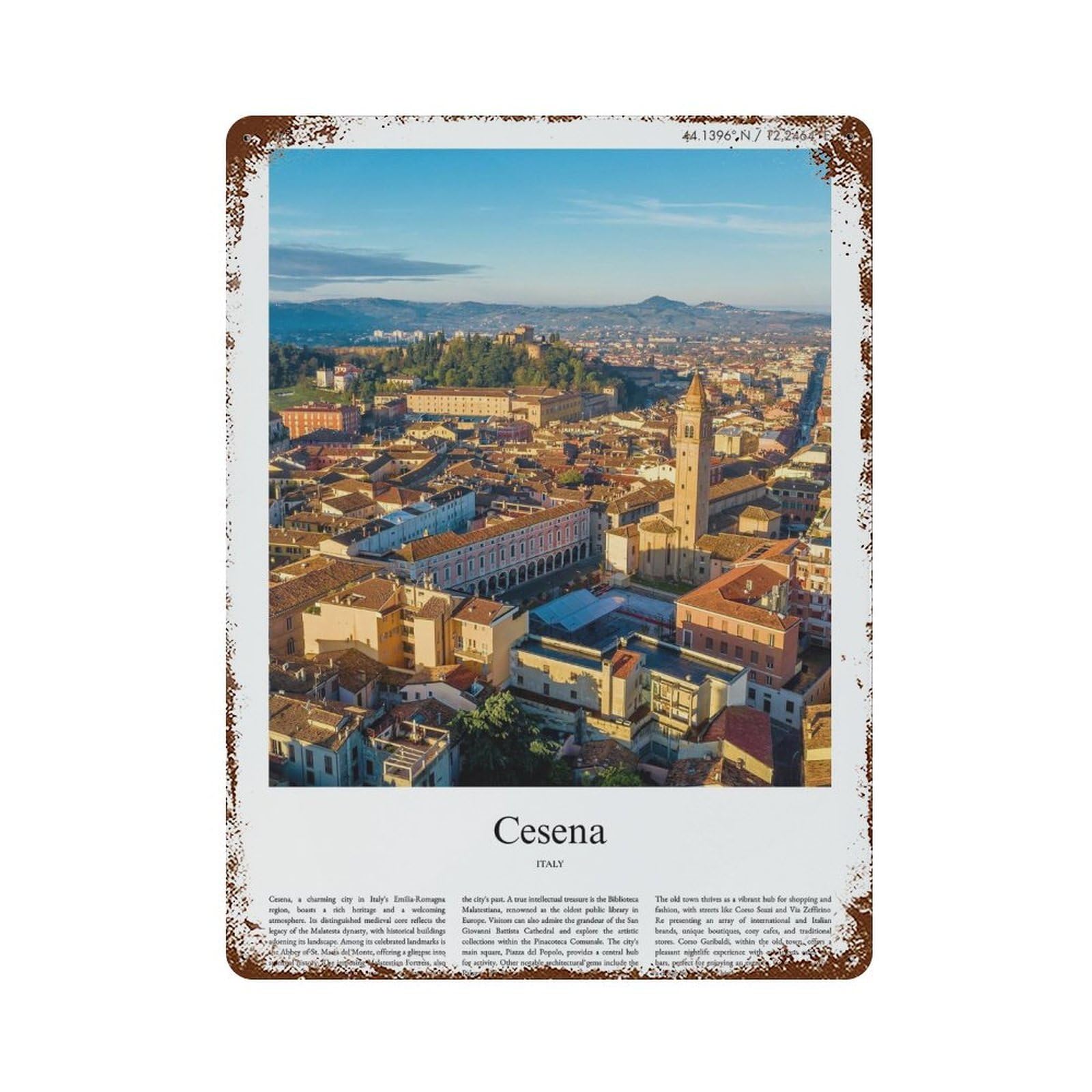xiaoxiaoshen Cesena Italy City Scenery Wall Decor Art Metal Tin Poster Modern Home Decor Art Home Bar Shop Decorations Vintage Sign 40x30cm