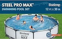 Vista 8 de Bestway Steel Pro MAX - Piscina sobre el suelo (12 pies x 30 pulgadas) Piscina familiar redonda para patio trasero al aire libre con forro