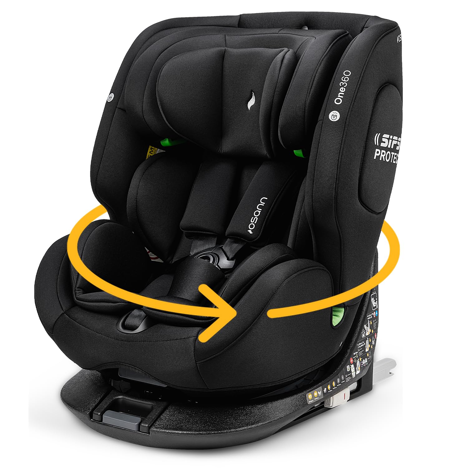 Osann One360 Reboarder 360 drehbarer Kindersitz Isofix 40-150 cm – Black | Kindersitz 0-12 Jahre, mitwachsender Baby Autositz, Kinderautositz mit viel Komfort & besonders sicher