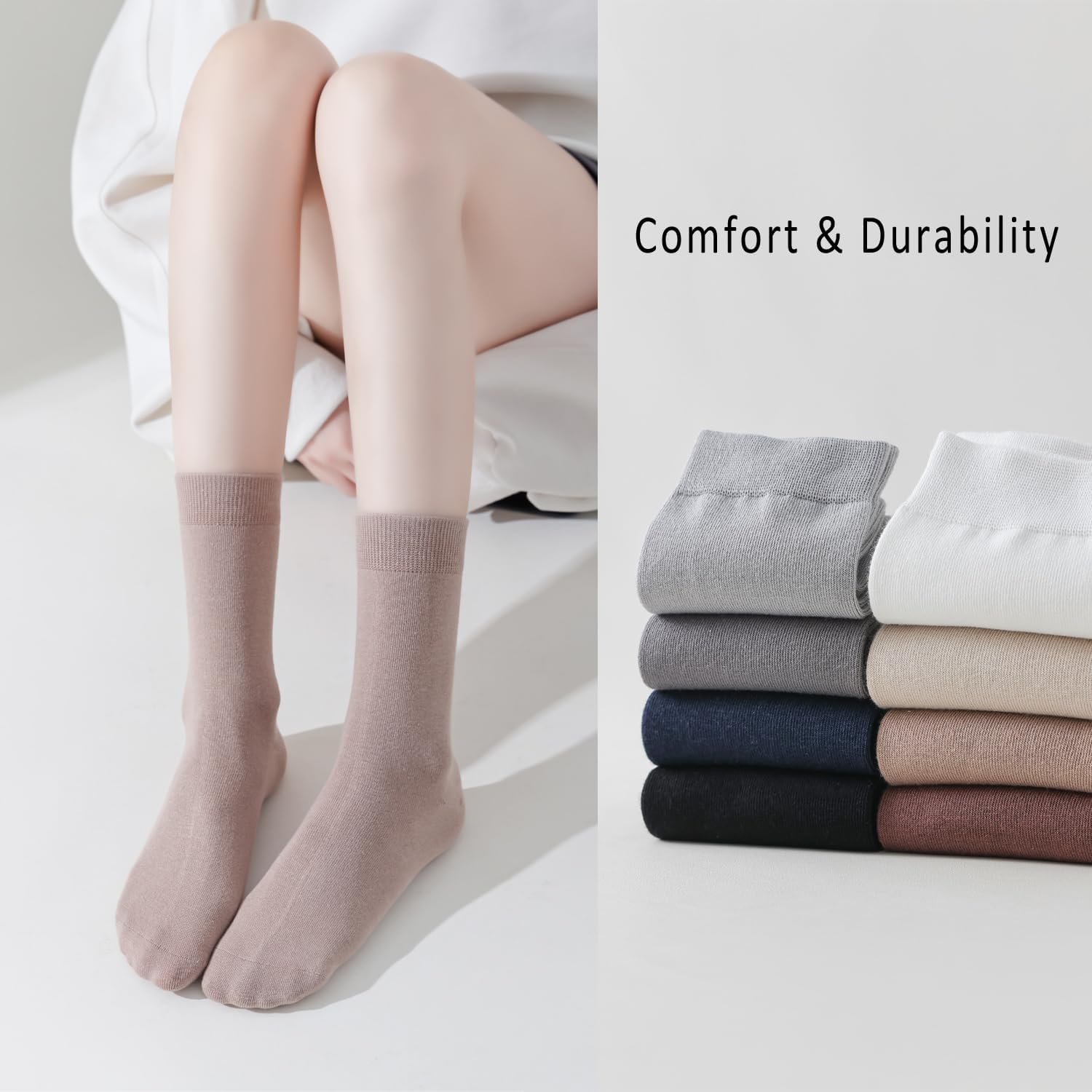 EPEIUS Women's Crew Socks - Soft Thin Seamless Viscose Dress Calf Socks for Business,Trouser Sox 3/6 Pairs - Image 5