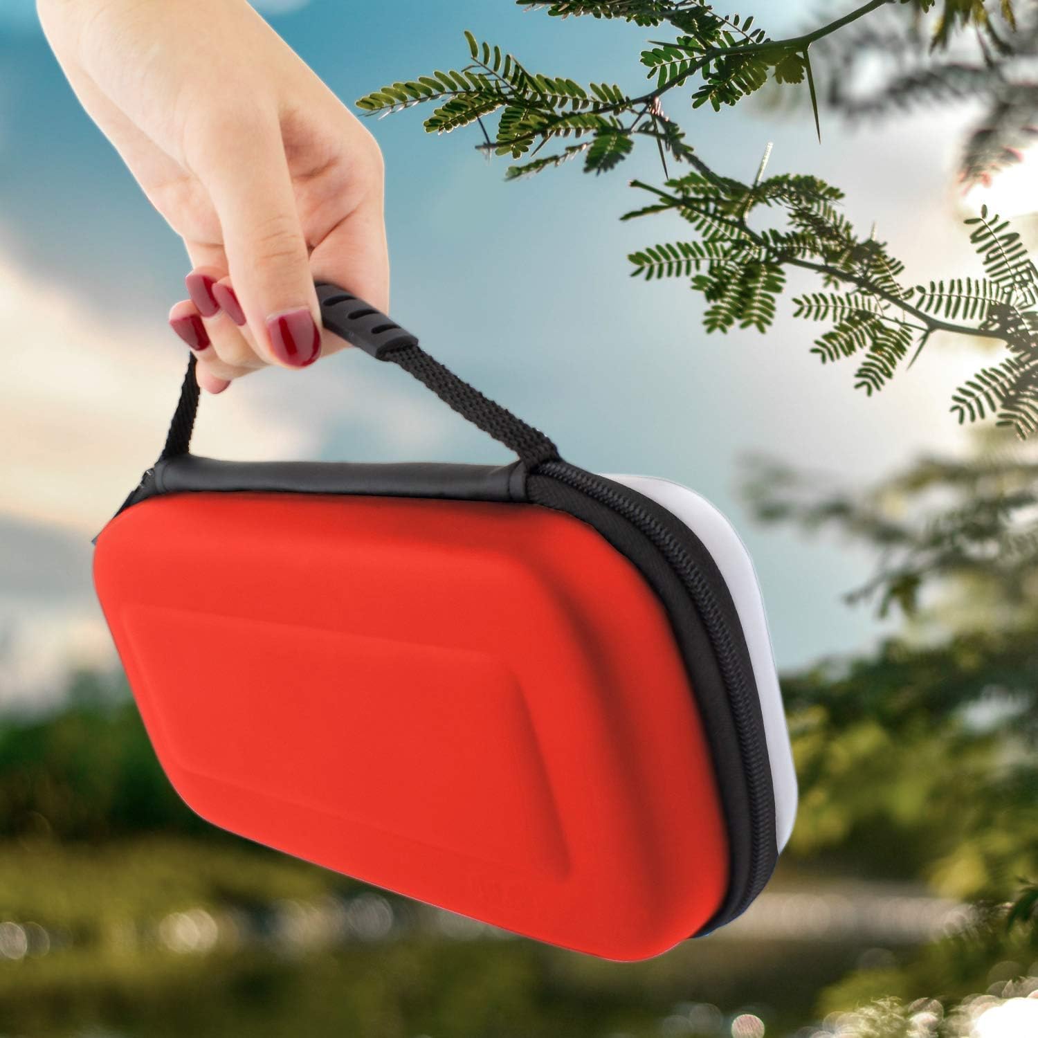 Orzly Carry Case for Nintendo Switch Lite - Portable Travel Carry Case with storage for Switch Lite Games & Accessories [Red & White] - Image 6