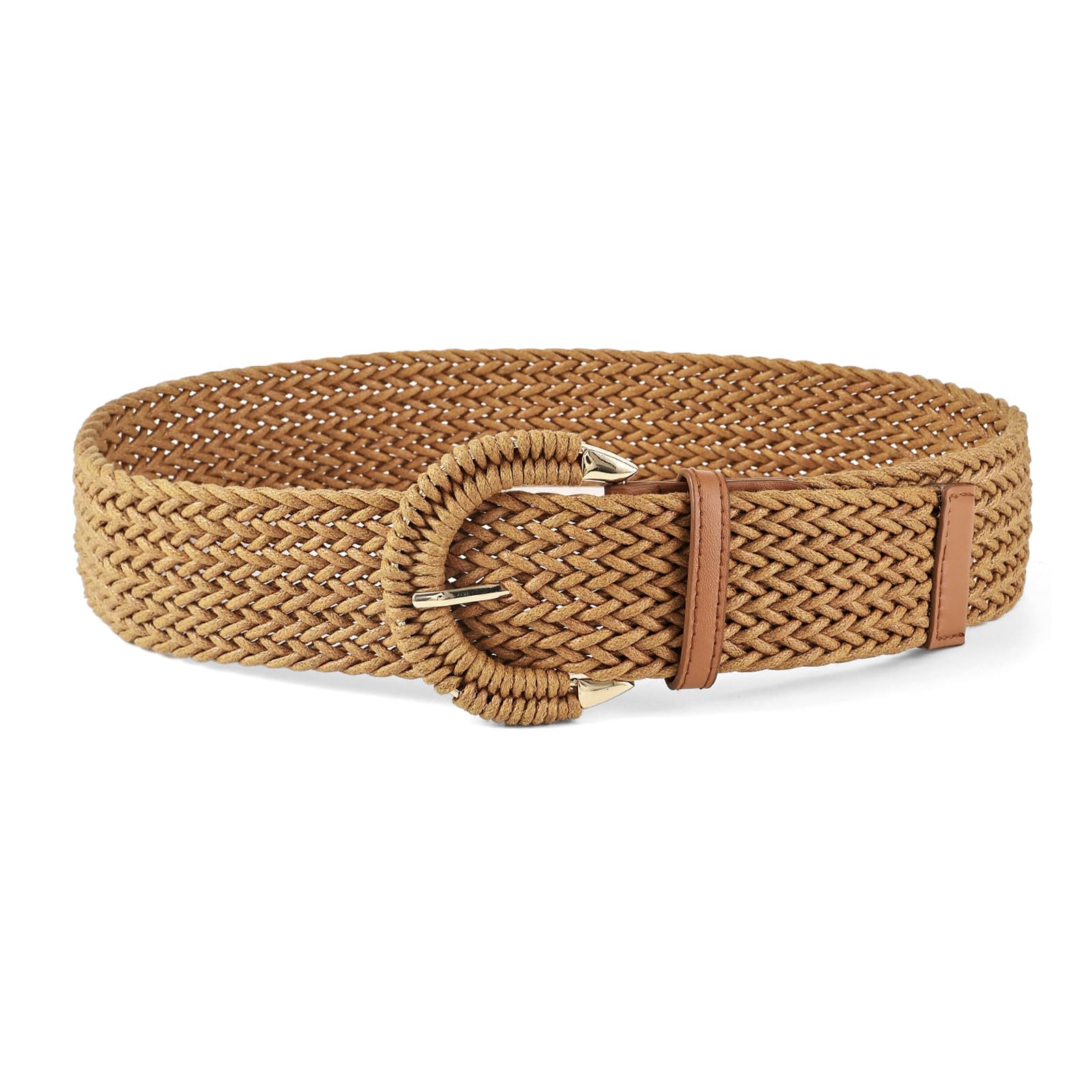 Damski pleciony rattan, szeroki, szeroki pasek w talii do sukienek, pleciony pasek w stylu boho, pasuje do letnich sukienek, dżinsów, spodni (XL)