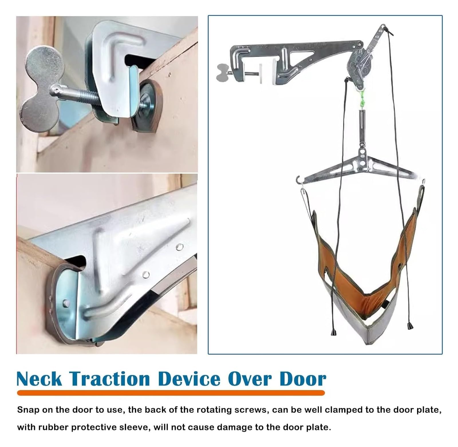 Dispositivo de tracción para el cuello, unidad de tracción cervical sobre la puerta para aliviar el dolor, arnés portátil para el cuello con hamaca para alineación y relajación de la columna vertebral