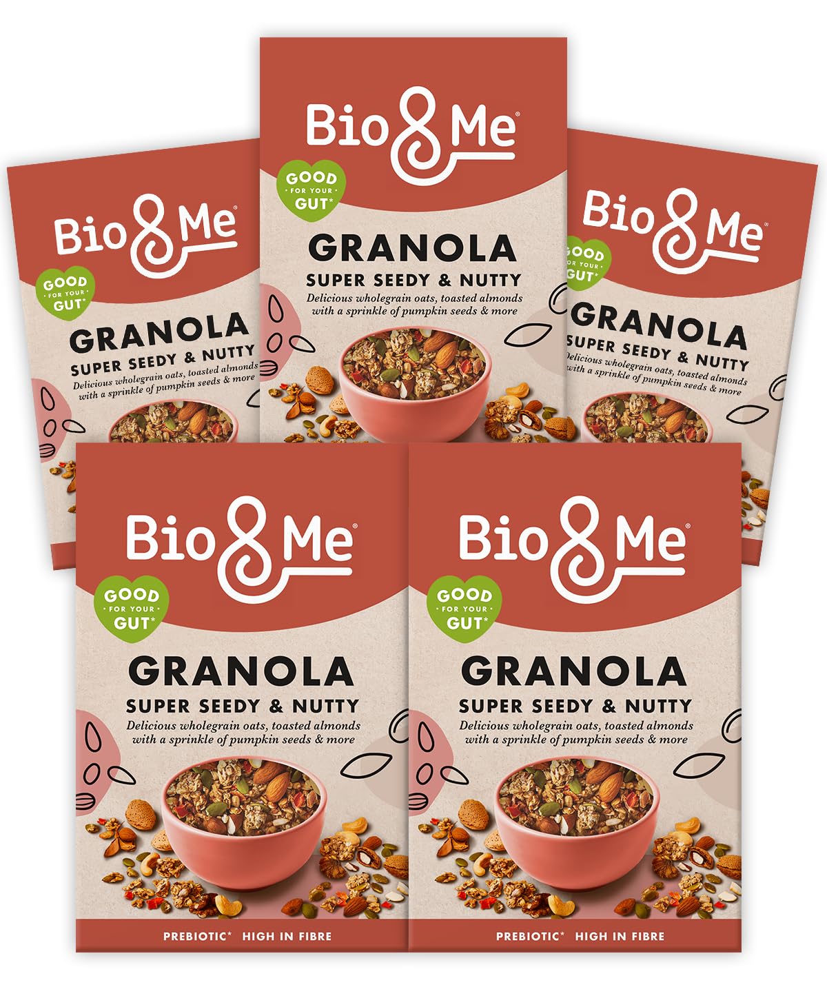 Super Seedy and Nutty Granola 5-Pack (5 x 360g) – Vegan, High Fibre, No Added Sugar, Gut-Loving Breakfast Cereal