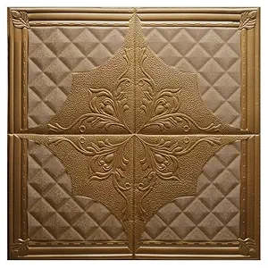 Golden Cart Ceiling Wallpaper (1 Pcs) 3D Foam Brick Wallpaper Sticker Panels I Brown Royal Wallpaper for Living Room BedroomI Furniture, DoorI Foam Tiles (Brown Royal, 1 Piece, 70 X 70cm Each)