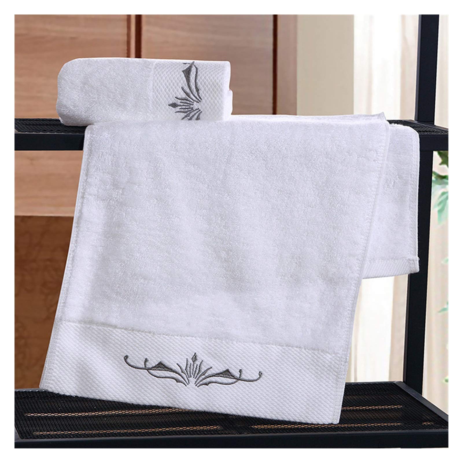 Serviette De Bain 100% Coton 140x70 Cm – Blanche, Brodée étoile, Luxe Hotel, Absorption Rapide, 600 G - 3