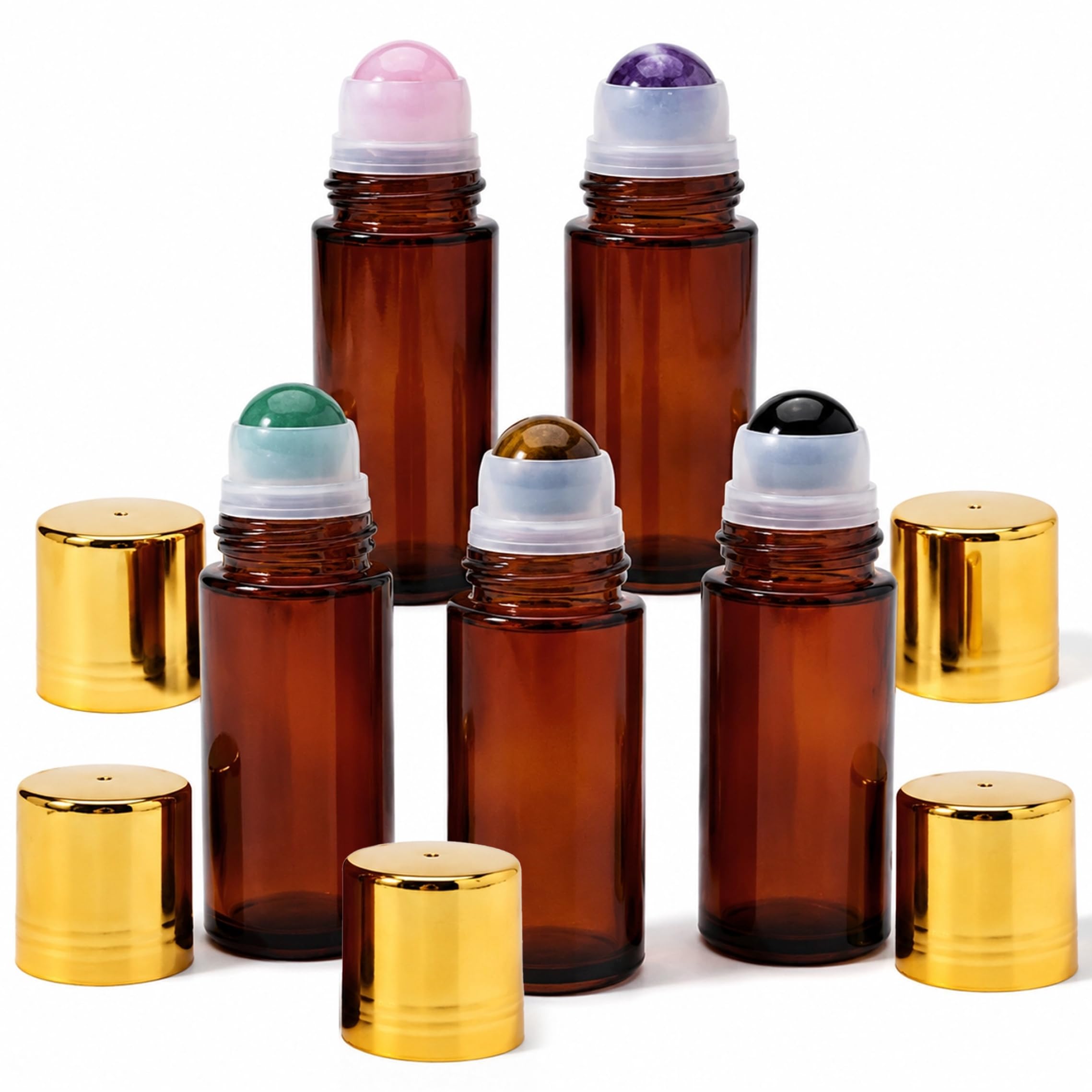 Bouteilles à roulettes pour voyages et huiles essentielles de lithothérapie améthyste