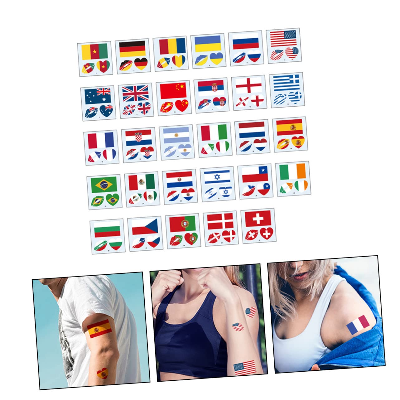Mipcase 348pezzi Adesivi Temporanei Patriotici Con Bandiera Del Mondo Facciali Impermeabili Per Eventi Sportivi e Festivi Decorazioni Per Luglio e Divertimento