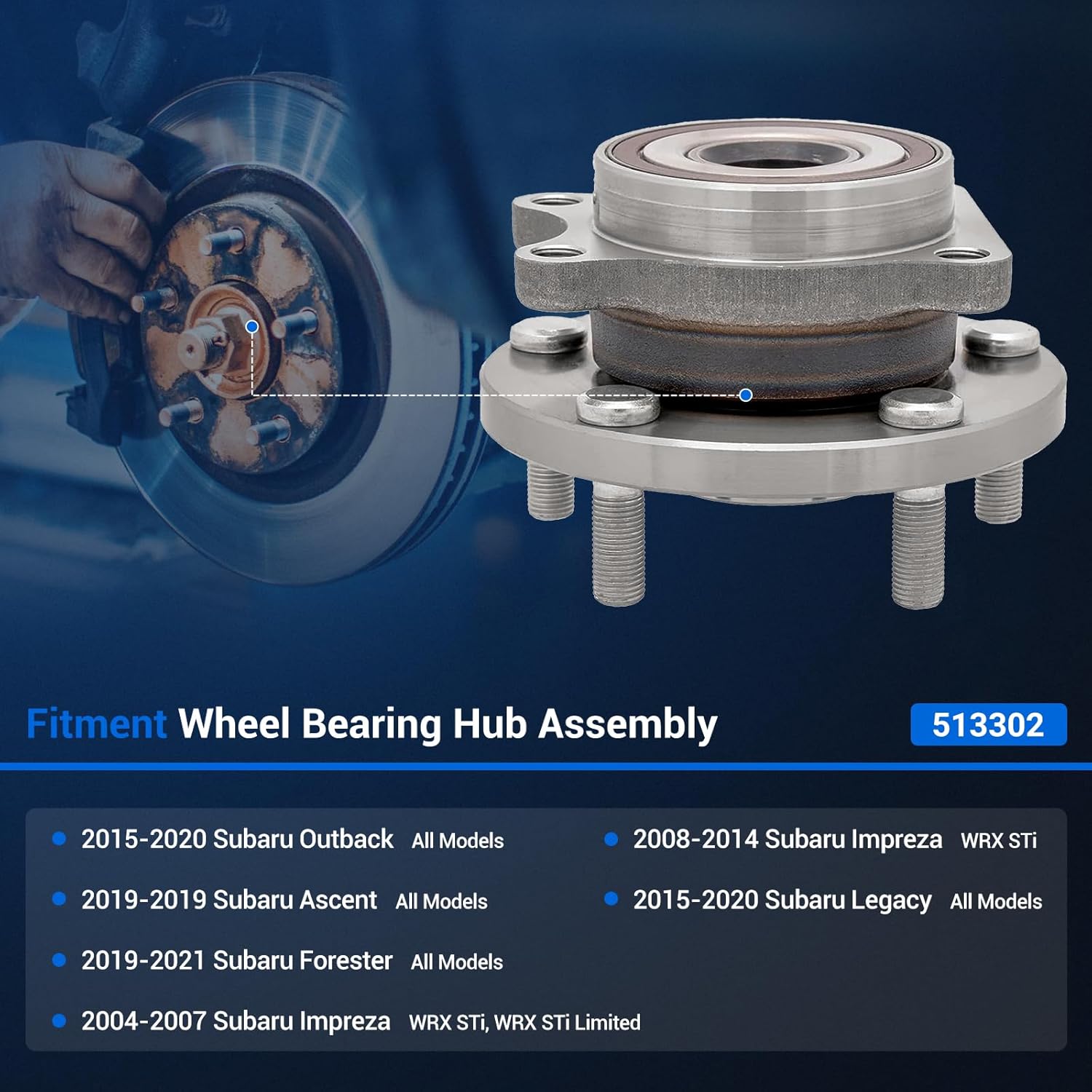 Autoround Pair 513302 Front Wheel Bearing Hub Assembly Compatible with Subaru Outback 2015-2020, Forester 2019-2021, Impreza 2004-2014, Legacy 2015-2020, Ascent 2019, 5 Lugs w/ABS