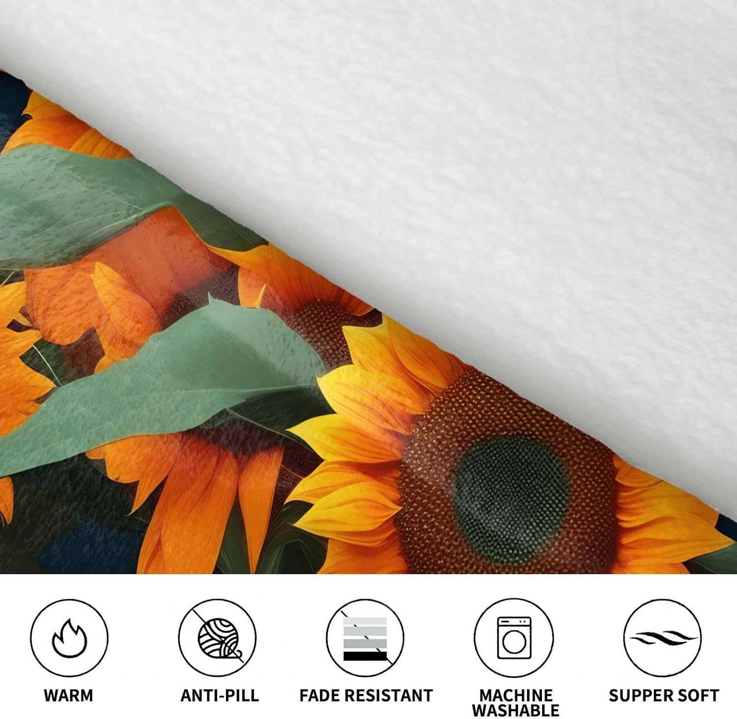 Orange Sunflowerprint Oversized Hoodie Blanket, Super Soft Warm Comfortable Hoodie, Wearable Blanket Adult