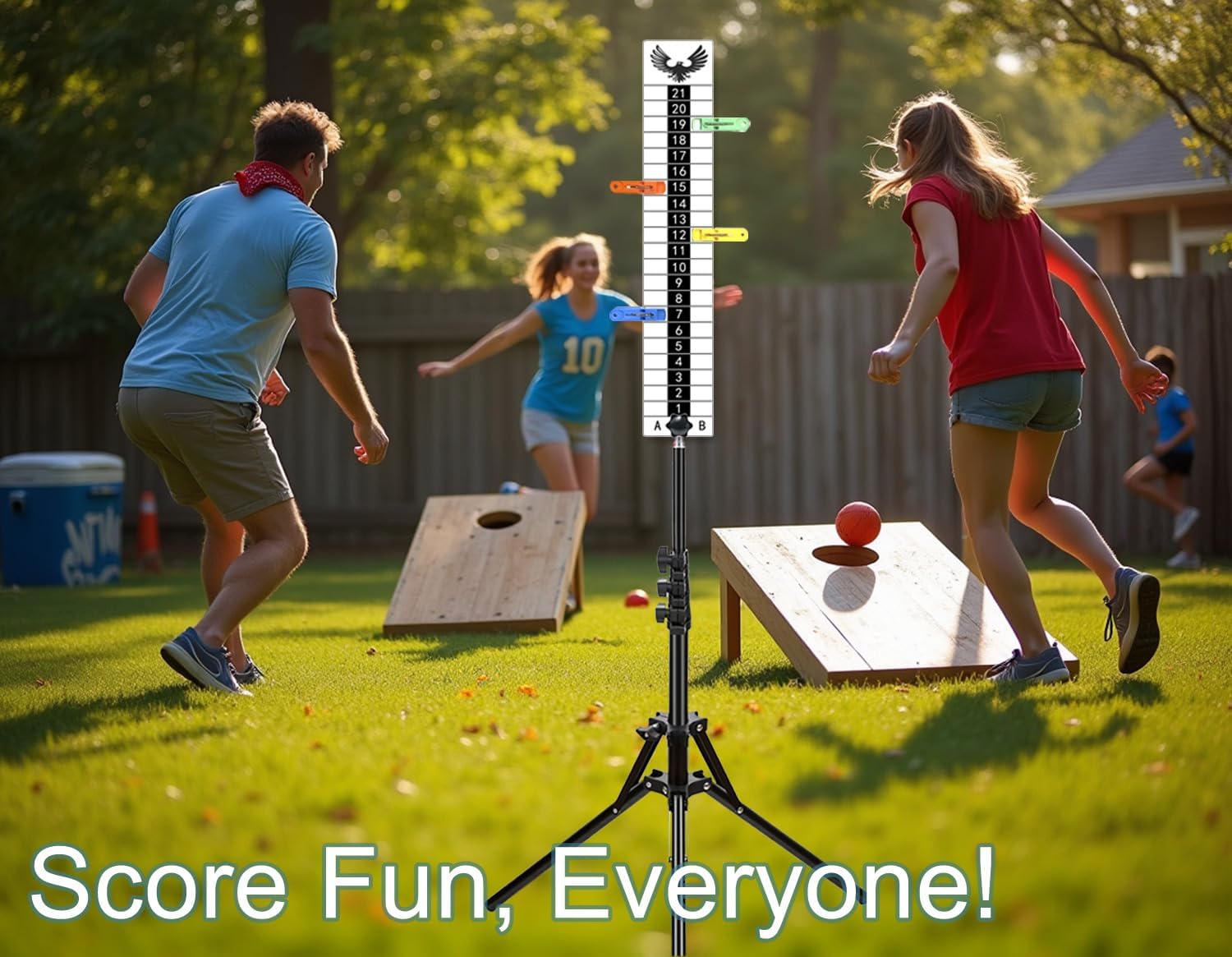 Scoreboard with Eagle Graphic, Being Collapsible & Sturdy Corn Hole Scoreboard Stand, Very Portable and Easy to Set up, Score Keeper for Yard Games, Tailgate Parties