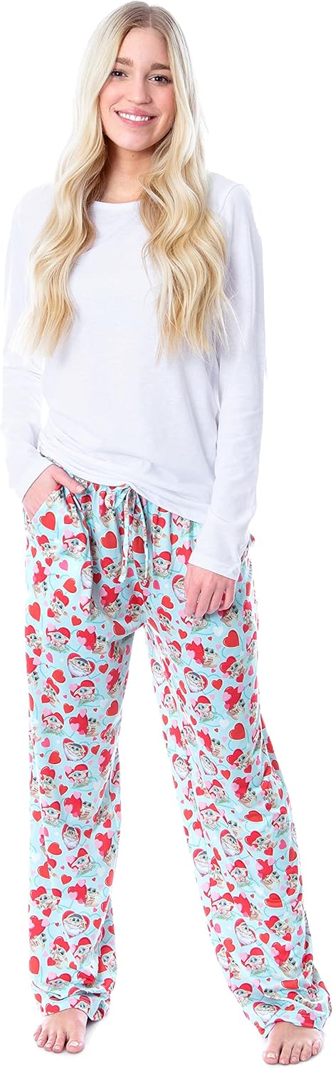Star Wars Womens' The Mandalorian The Child Love Heart Pajama Pants - Image 3