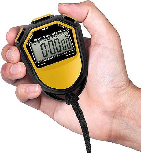 Miniatura 9 de Cronómetro de entrenamiento, resistente al agua, cronómetro, digital, portátil, LCD, cronógrafo, contador deportivo con correa para natación,
