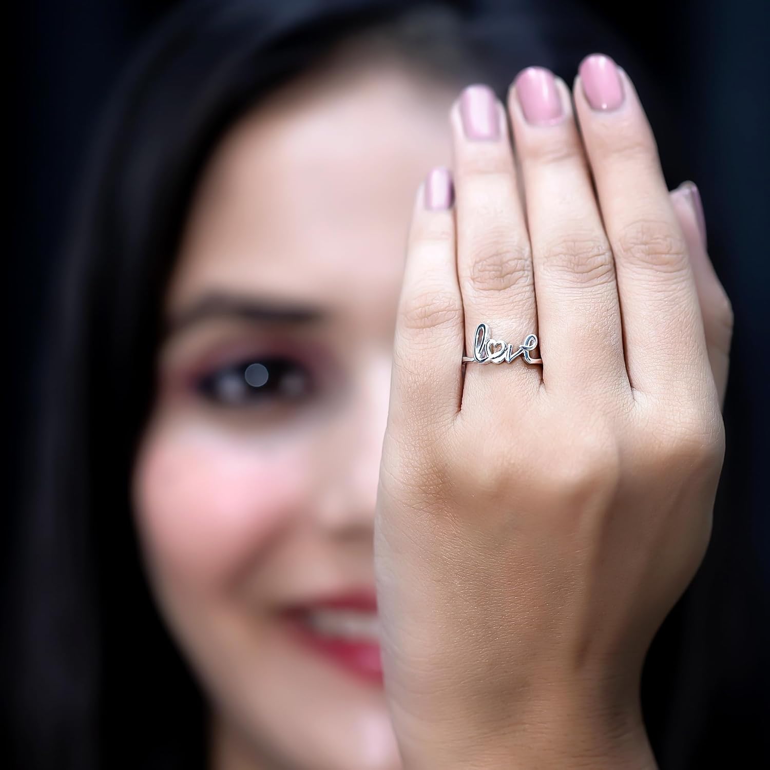 Hallmarked Love Ring in Silver, Promise Ring For Her, Love Initial Proposal Ring - Gift For Special Occasions