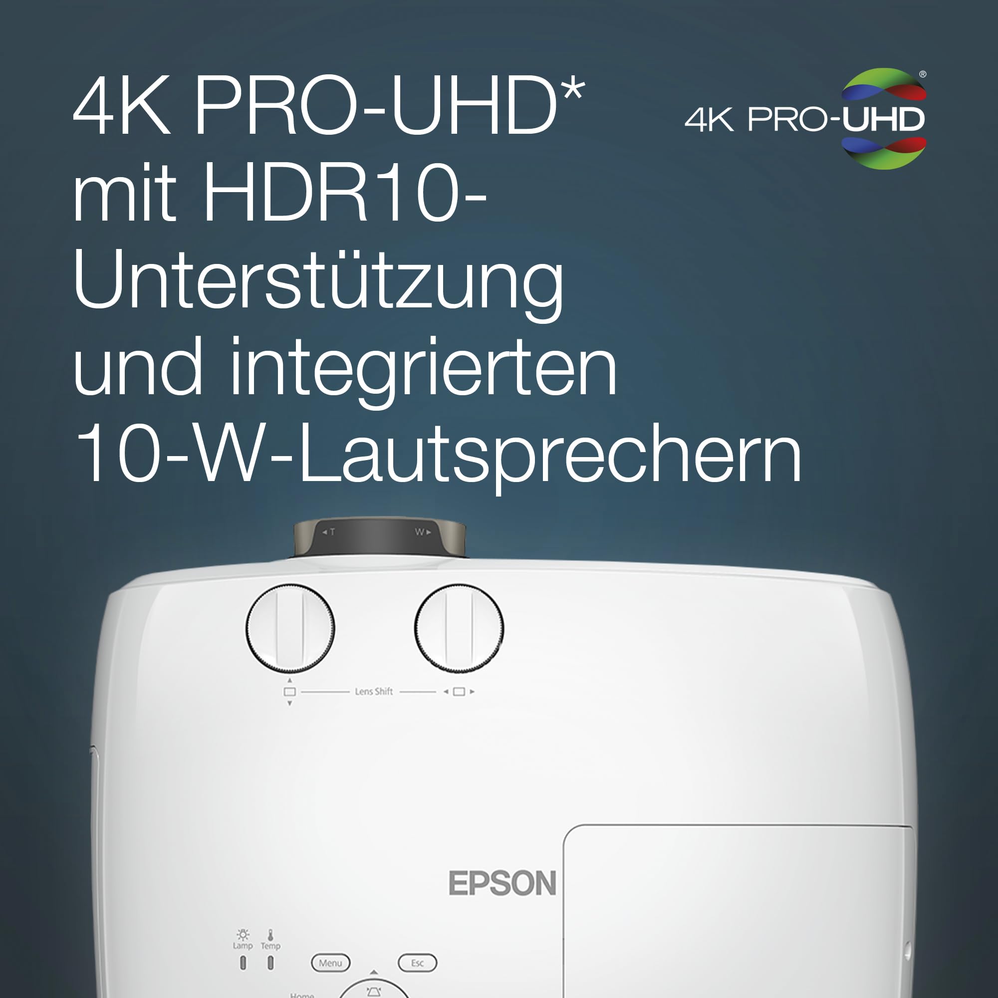 Epson EH-TW7100 | 4K-PRO-UHD-Projektor | 3.000 Lumen | 3LCD | 500"-Projektionsfläche | Einfaches Streamen von Geräten mit 2 HDMI-Anschlüssen | 10-W-Stereolautsprecher | Heim- und Gaming-Nutzung | Weiß