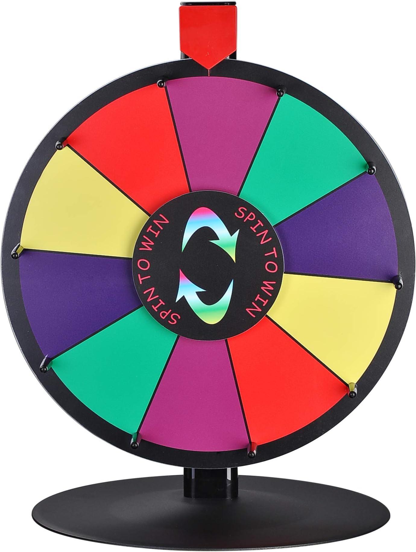 WinSpin 15" 10 Slot Heavy Duty Tabletop Color Dry Erase Board Prize Wheel Metal Stand Fortune Spinning Game Tradeshow