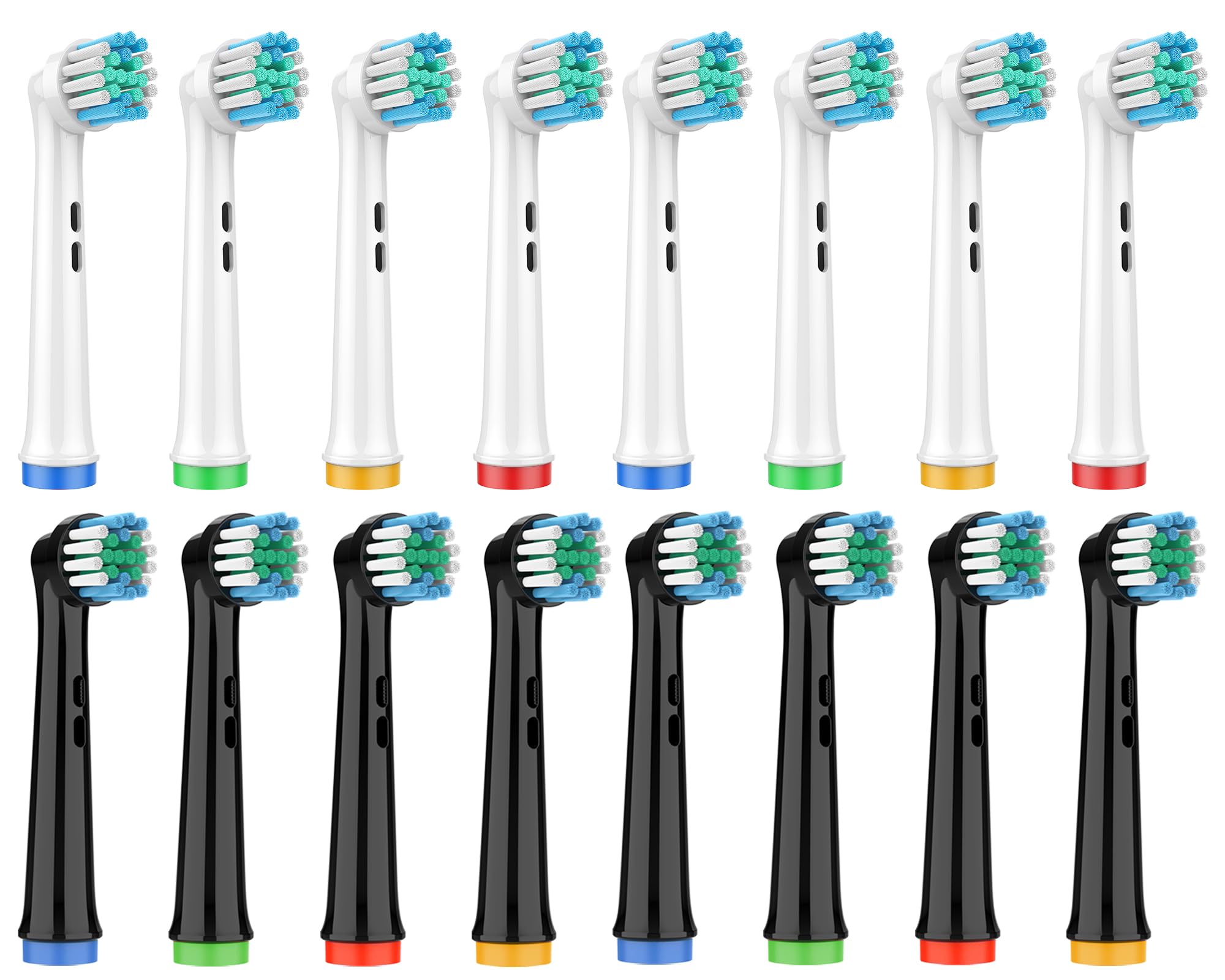 Recambios Cepillos Compatible con Braun Oral B Vitality Pro, Pro 3, Cabezales para Cepillo Electrico Oral B, Repuestos Cuidados Suaves, Pack de 16 Cabezales, Nnegro/Blanco