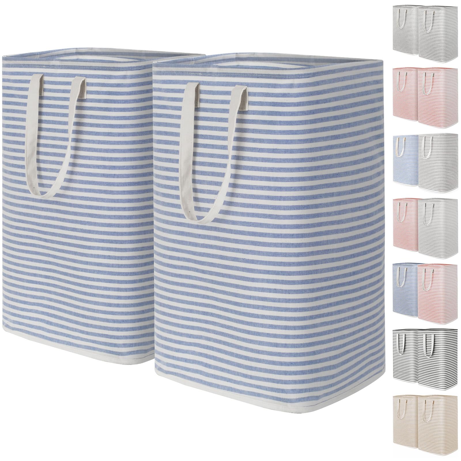 Lifewit 2 Pack Laundry Hamper Large Collapsible Laundry Baskets, Freestanding Waterproof Clothes Hamper with Easy Carry Handles in Laundry Room Bedroom Bathroom College Dorm, Blue, 2 x 80L