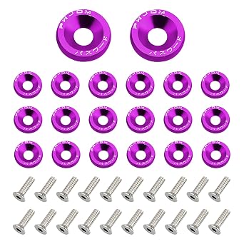 20PCS Bumper Fender Washer Bolt, M620mm Aluminum Alloy Engine Bay Dress Up Bolts Fasteners Kit, CNC Finishing Fender Washer JDM Car Modification Installation Hardware Kit Purple