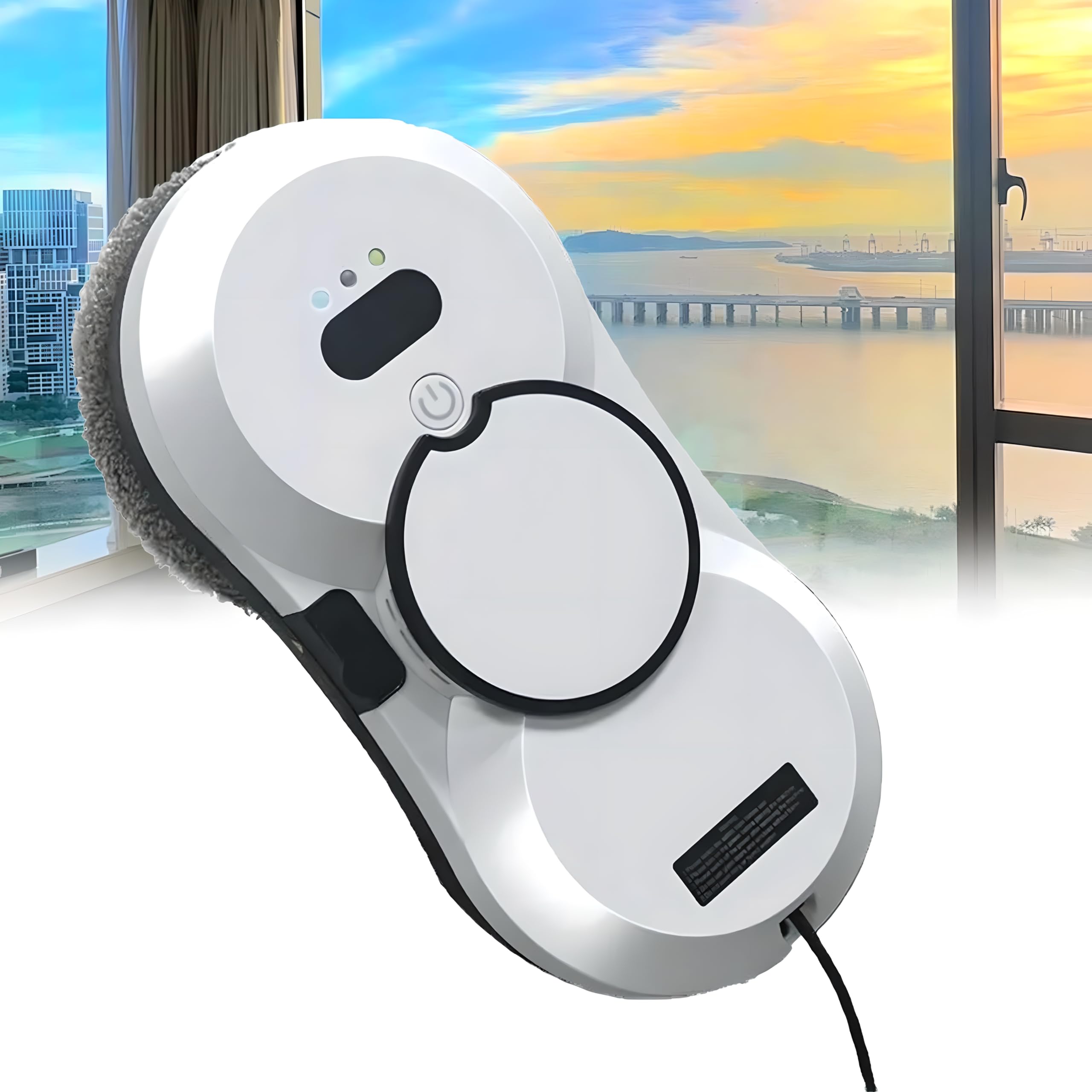 FHRKA Smart Window Cleaning Robot, Electric Window Cleaner Automatic Dual Water Spray with Intelligent Path Planning (White)