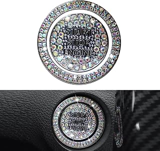 ijuicy Pack-2 Car Bling Crystal Rhinestone Engine Start Button Decals, Push Start Button Cover Sticker, Cute Bling Car Accessories, Sparkling Car Interior Accessories for Women (Multicolor)