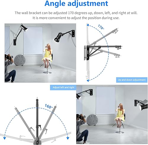 Miniatura 9 de Neewer Anillo de luz de 18 pulgadas, 55 W regulable 5500K luz con brazo triangular de montaje en pared, filtro de color de 240 LED, tubo suave y