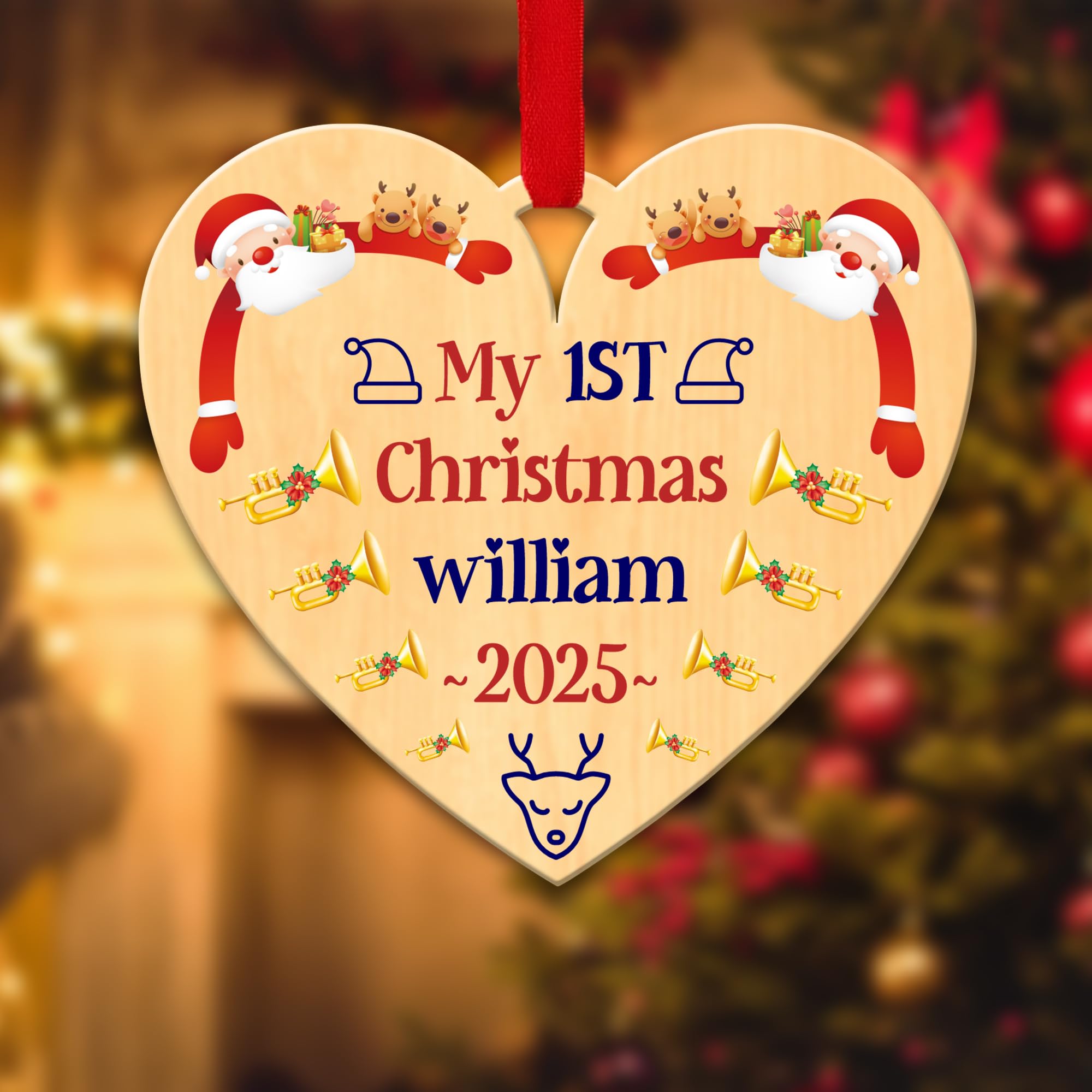 Personalised Christmas Tree Decorations Baubles for Kid's First with Custom Name | Acrylic Xmas Tree Decoration Hanging Ornaments | Personalised Bauble Gifts for Xmas Decorations