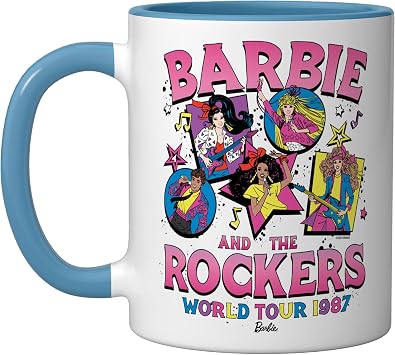 Barbie - And The Rockers Music World Tour 1997 Ceramic Mug, Blue/White, 11oz