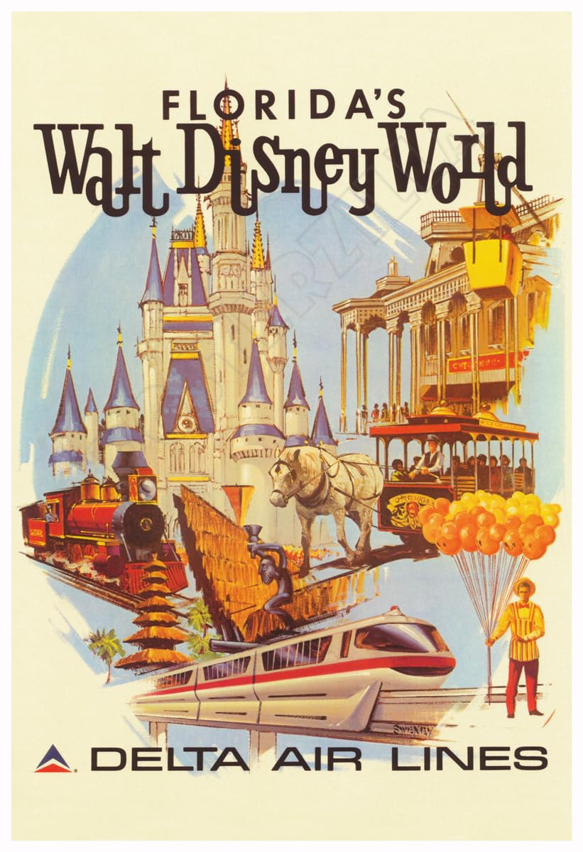 Amazon.com: Posterzilla Walt Disney World - 1970's Airline