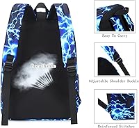 Vista 5 de Mochila escolar para niños de mezhsa, para primaria y secundaria, tipo rayo, para portátil, adolescente, impermeable, ligera, 43 cm, 1-azul