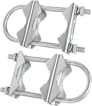 Double Antenna Mast Clamp V Jaw Block with U Bolts, Heavy Duty Mast to Mast Mount Bracket Kit for Outdoor Antenna 2 Sets