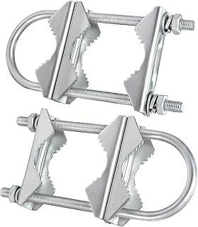 Double Antenna Mast Clamp V Jaw Block with U Bolts, Heavy Duty Mast to Mast Mount Bracket Kit for Outdoor Antenna 2 Sets