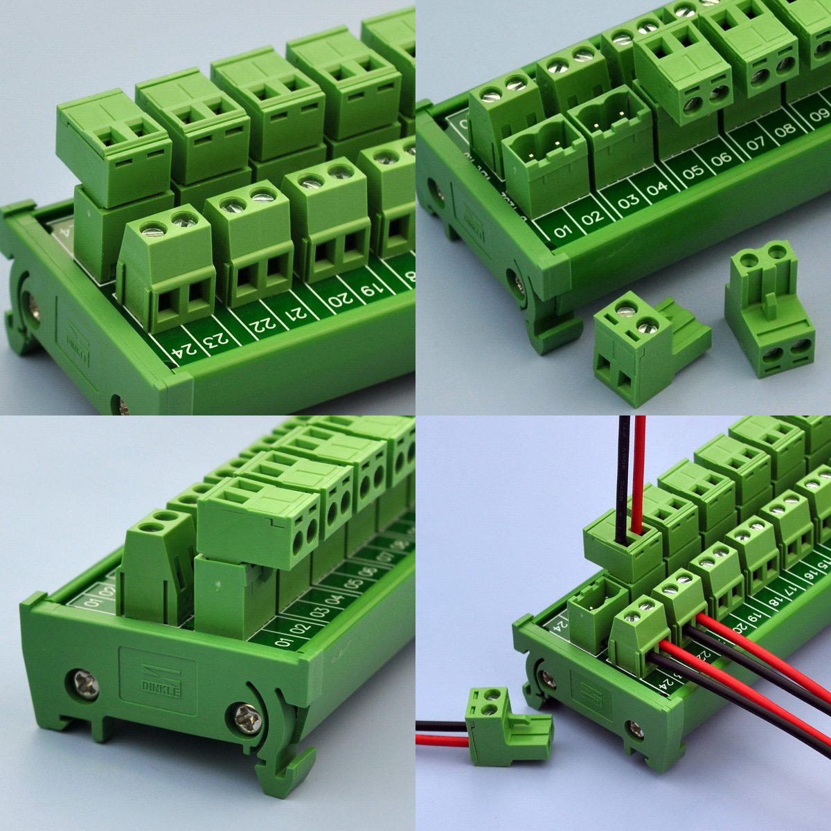 Electronics-Salon DIN Rail Mount Pluggable 12x2 Position 10A / 300V Screw Terminal Block Distribution Module. (Top Wire Connects)