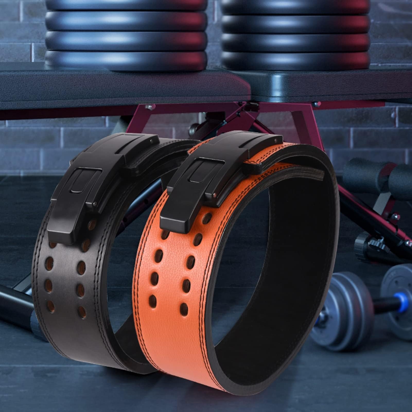 OQHAIR Weightlifting Adjustable Lever Belt 13MM Men's Squat Deadlift Leather Waist Support Power Weightlifting Lever Buckle Fitness Accessories (M: 80-95cm(31.49-37.4inch), Black)